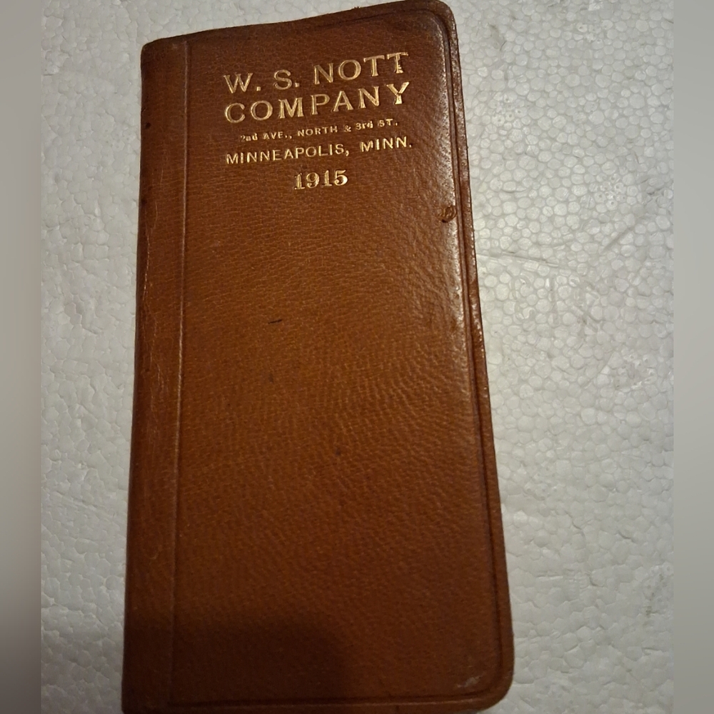 W.S. Nott Company antique pocket calendar planner book 1915 Minnesota Rare Find
